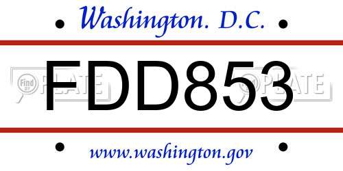 FDD853 District Of Columbia License Plate