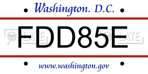 FDD85E District Of Columbia License Plate
