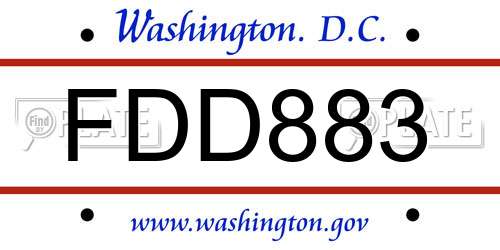 FDD883 District Of Columbia License Plate