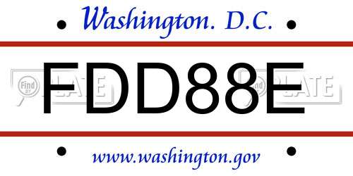 FDD88E District Of Columbia License Plate