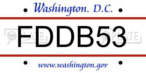 FDDB53 District Of Columbia License Plate