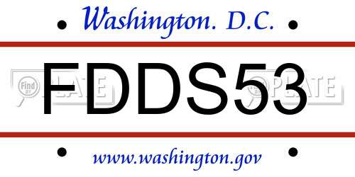 FDDS53 District Of Columbia License Plate
