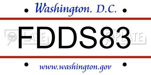 FDDS83 District Of Columbia License Plate