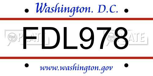 FDL978 District Of Columbia License Plate