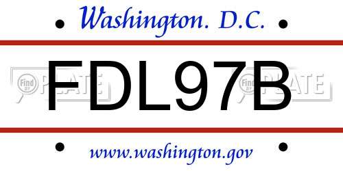FDL97B District Of Columbia License Plate