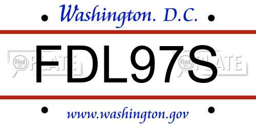FDL97S District Of Columbia License Plate