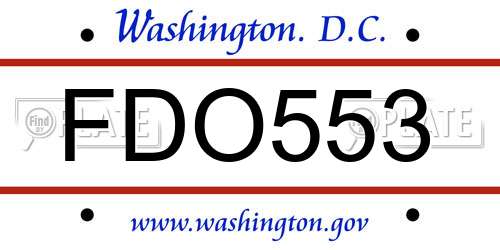FDO553 District Of Columbia License Plate