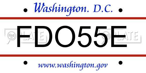 FDO55E District Of Columbia License Plate