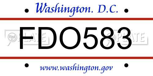 FDO583 District Of Columbia License Plate