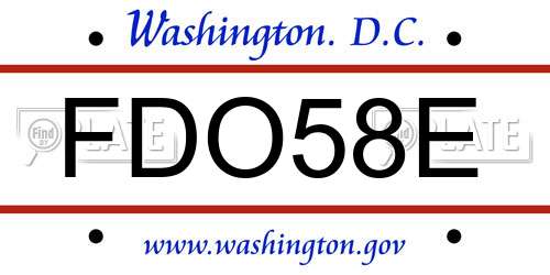 FDO58E District Of Columbia License Plate