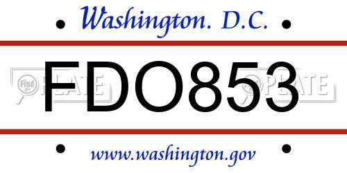 FDO853 District Of Columbia License Plate
