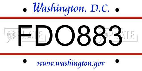 FDO883 District Of Columbia License Plate