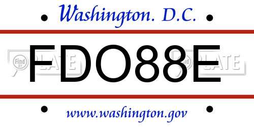 FDO88E District Of Columbia License Plate
