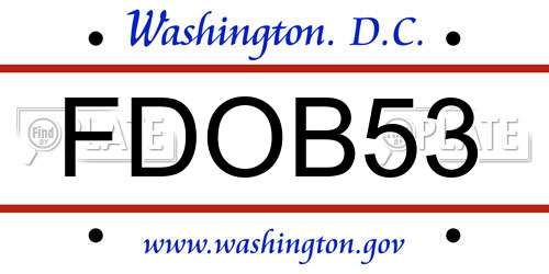 FDOB53 District Of Columbia License Plate