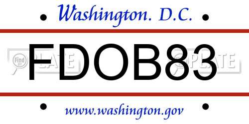 FDOB83 District Of Columbia License Plate