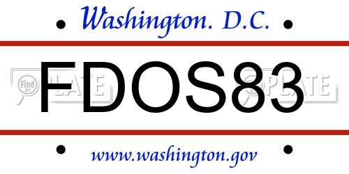 FDOS83 District Of Columbia License Plate