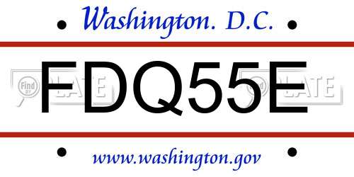 FDQ55E District Of Columbia License Plate