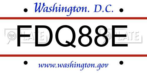 FDQ88E District Of Columbia License Plate
