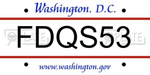FDQS53 District Of Columbia License Plate