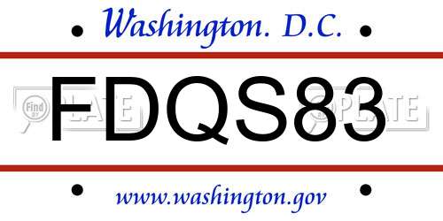 FDQS83 District Of Columbia License Plate