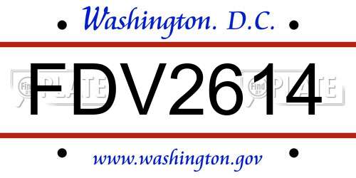 FDV2614 District Of Columbia License Plate