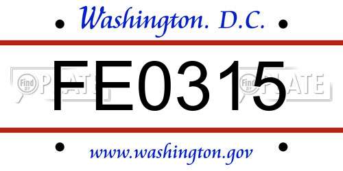 FE0315 District Of Columbia License Plate