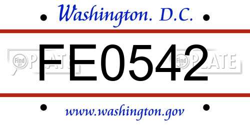 FE0542 District Of Columbia License Plate