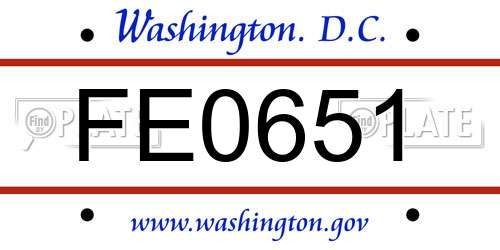 FE0651 District Of Columbia License Plate