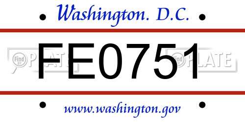 FE0751 District Of Columbia License Plate