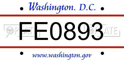 FE0893 District Of Columbia License Plate