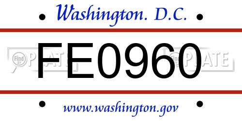 FE0960 District Of Columbia License Plate