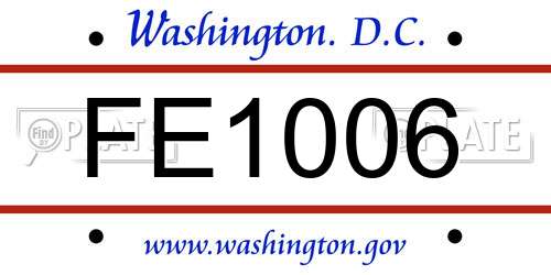 FE1006 District Of Columbia License Plate