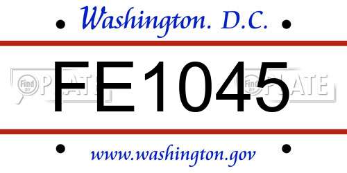 FE1045 District Of Columbia License Plate
