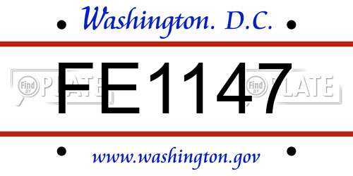FE1147 District Of Columbia License Plate