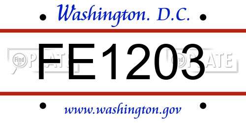 FE1203 District Of Columbia License Plate
