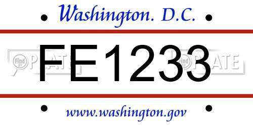 FE1233 District Of Columbia License Plate