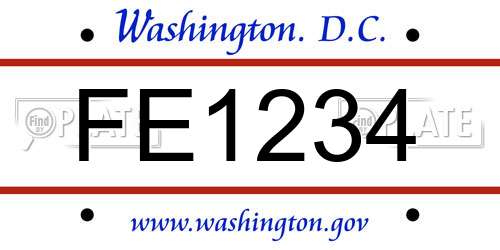 FE1234 District Of Columbia License Plate