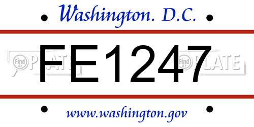 FE1247 District Of Columbia License Plate