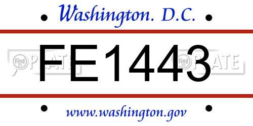 FE1443 District Of Columbia License Plate