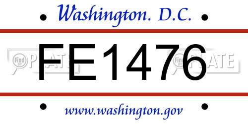 FE1476 District Of Columbia License Plate