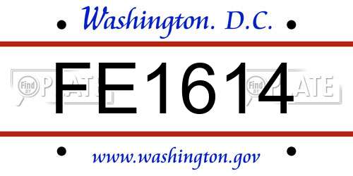 FE1614 District Of Columbia License Plate
