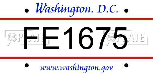 FE1675 District Of Columbia License Plate