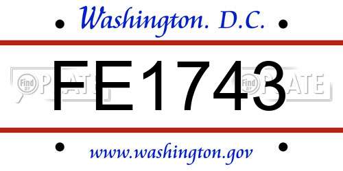 FE1743 District Of Columbia License Plate