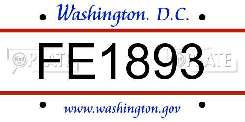 FE1893 District Of Columbia License Plate