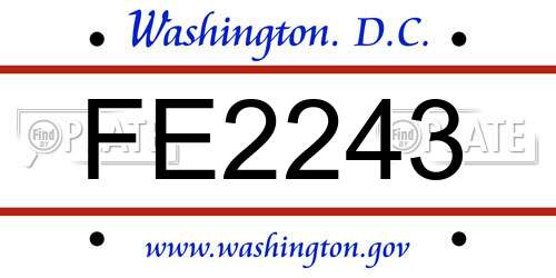 FE2243 District Of Columbia License Plate