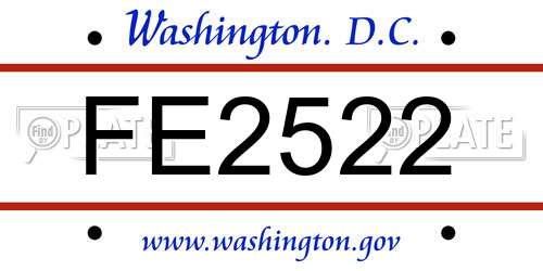 FE2522 District Of Columbia License Plate