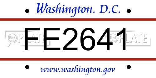 FE2641 District Of Columbia License Plate