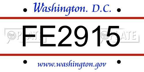 FE2915 District Of Columbia License Plate