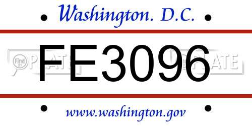 FE3096 District Of Columbia License Plate