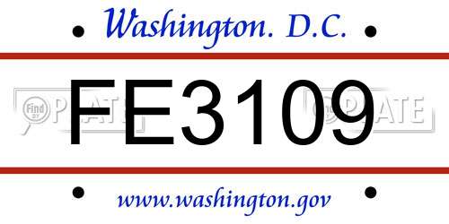 FE3109 District Of Columbia License Plate